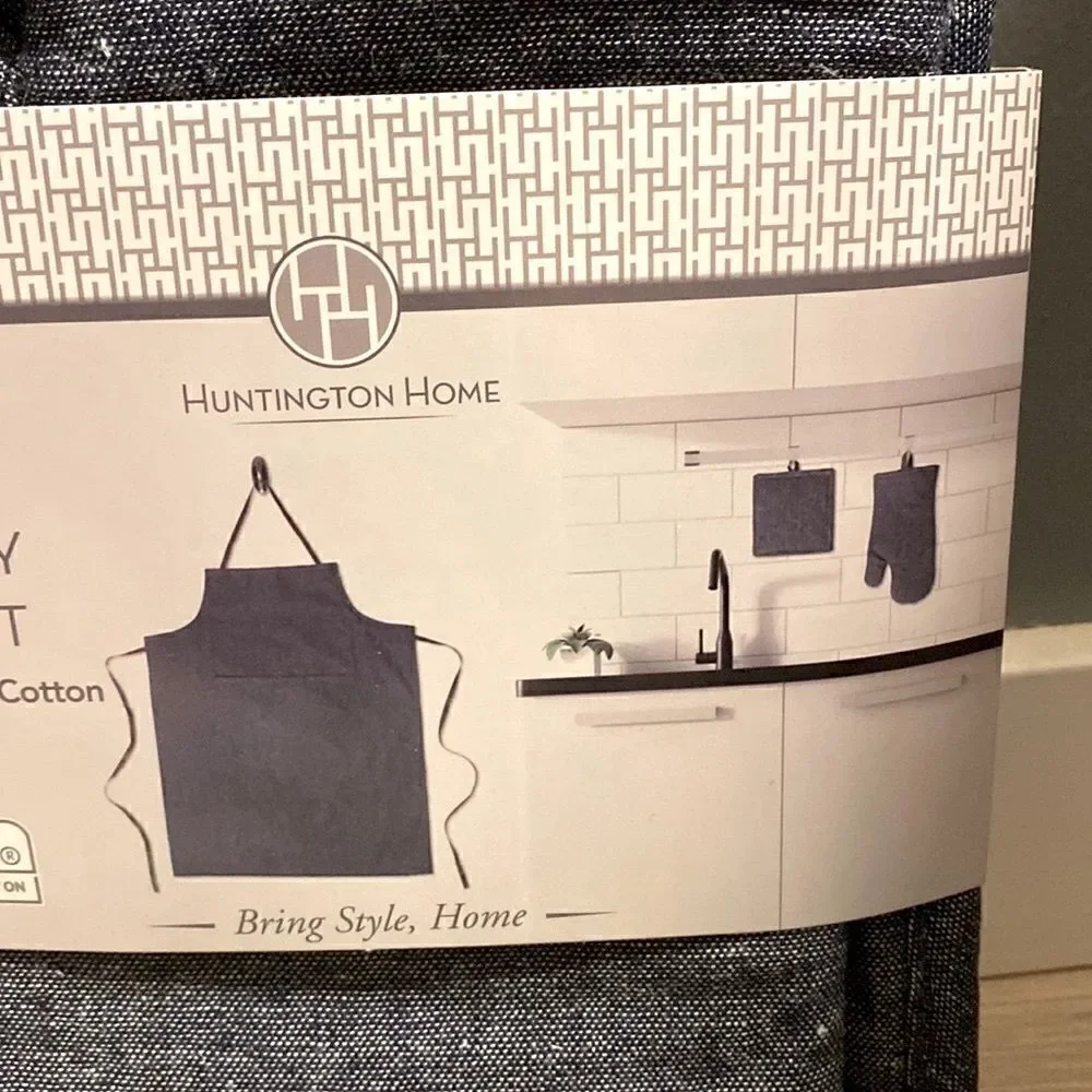 Huntington Home Linen Blend 3 Piece Apron Potholder Set